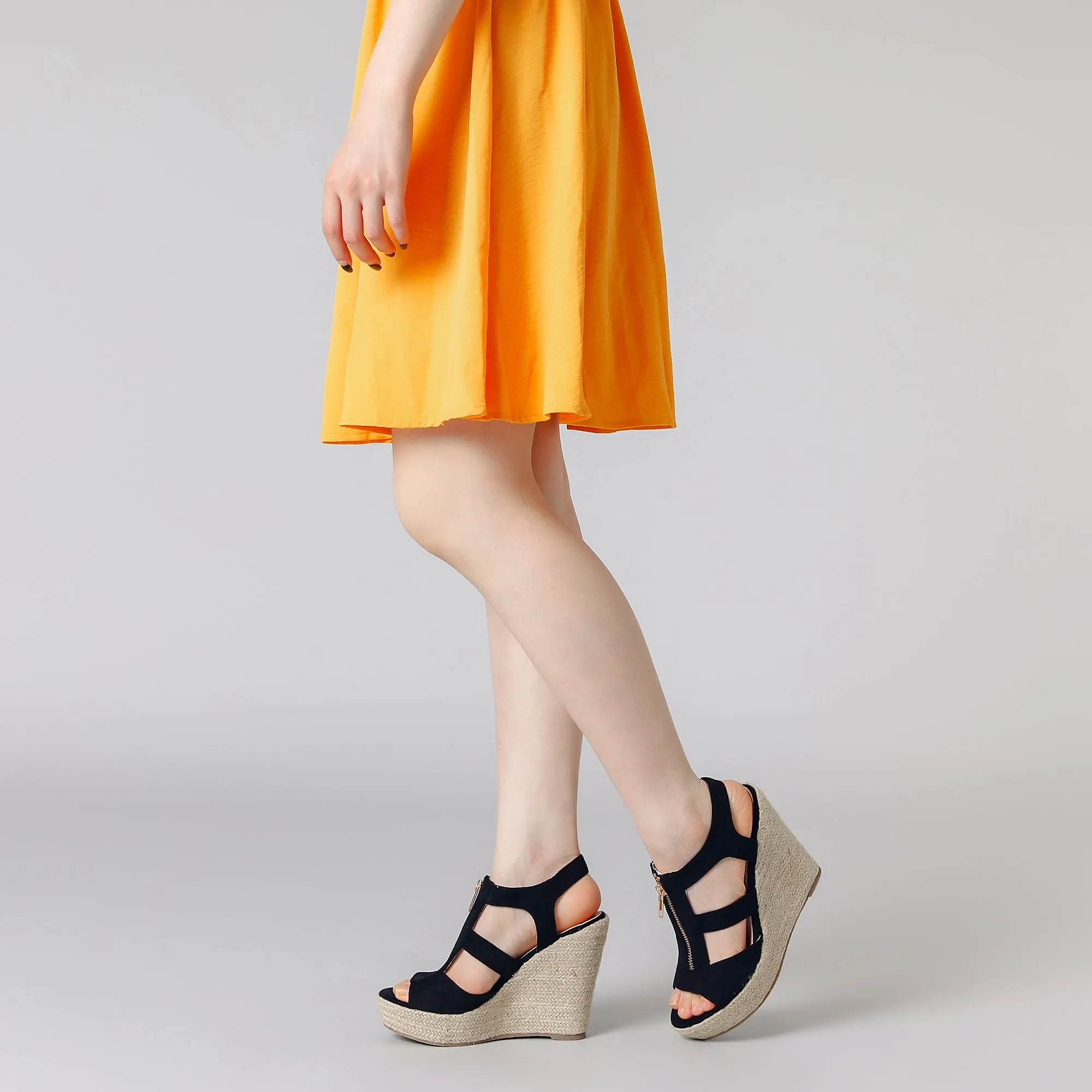 Women's Platform Heels Slingback Zipper Wedge Sandals