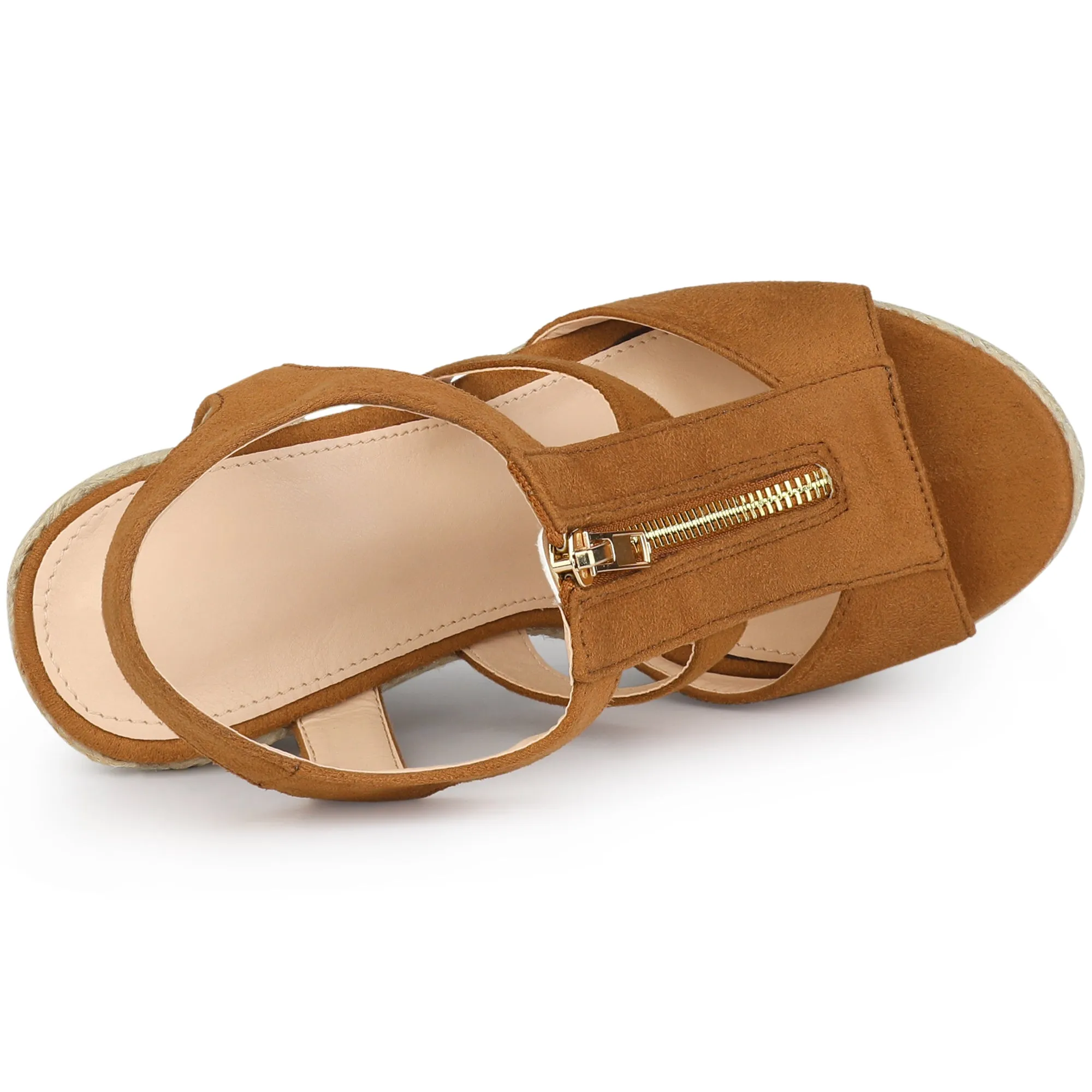 Women's Platform Heels Slingback Zipper Wedge Sandals