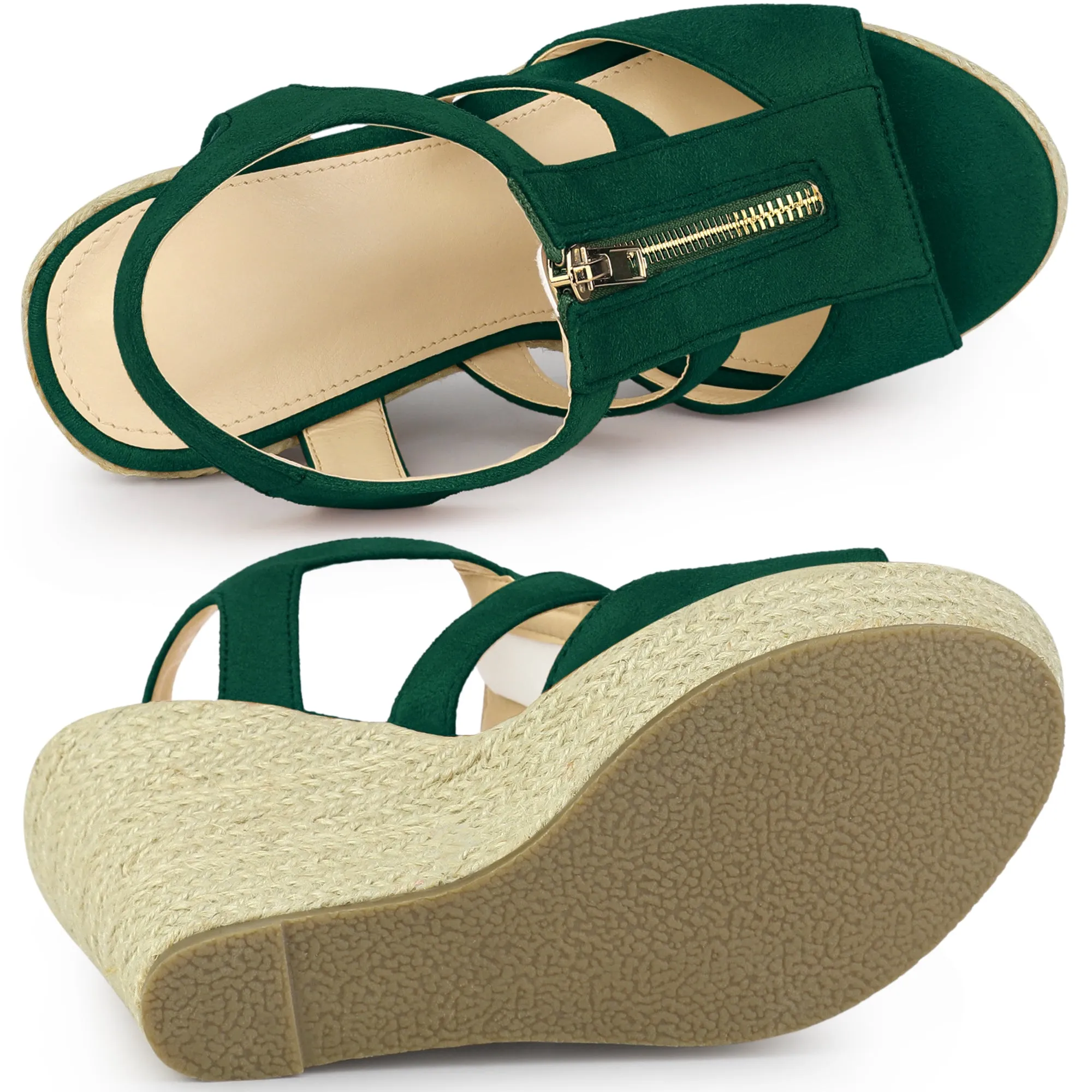 Women's Platform Heels Slingback Zipper Wedge Sandals