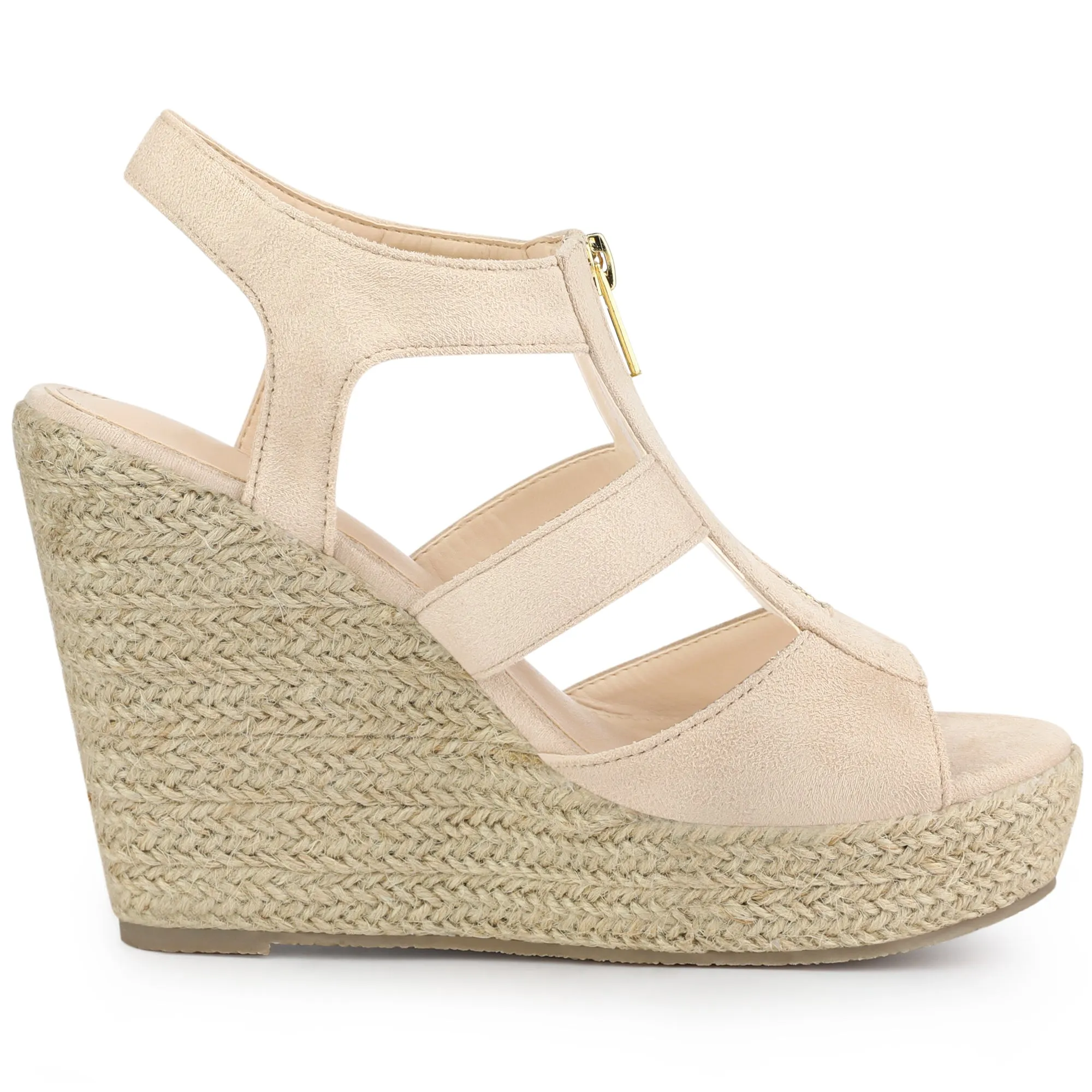 Women's Platform Heels Slingback Zipper Wedge Sandals