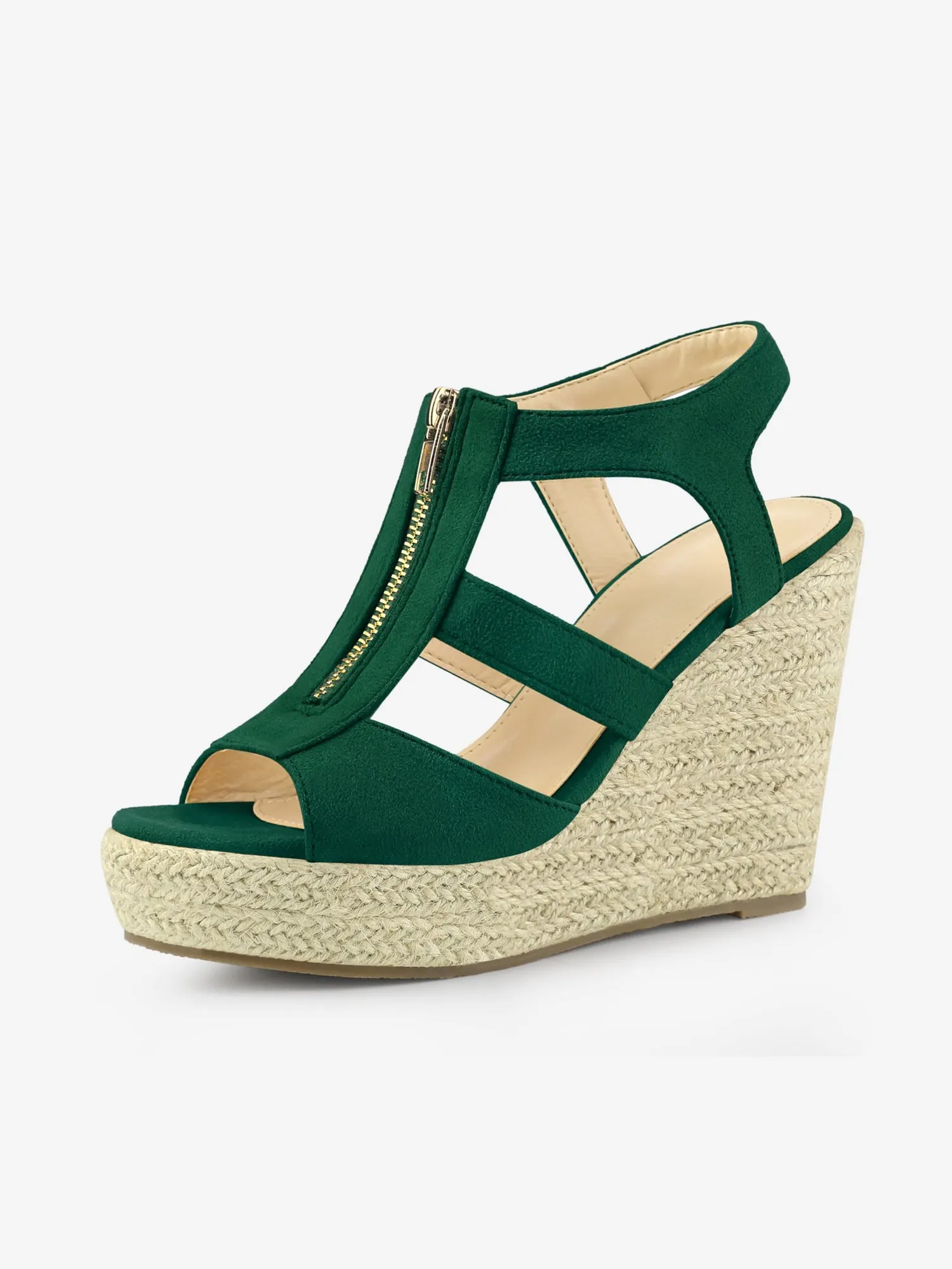 Women's Platform Heels Slingback Zipper Wedge Sandals