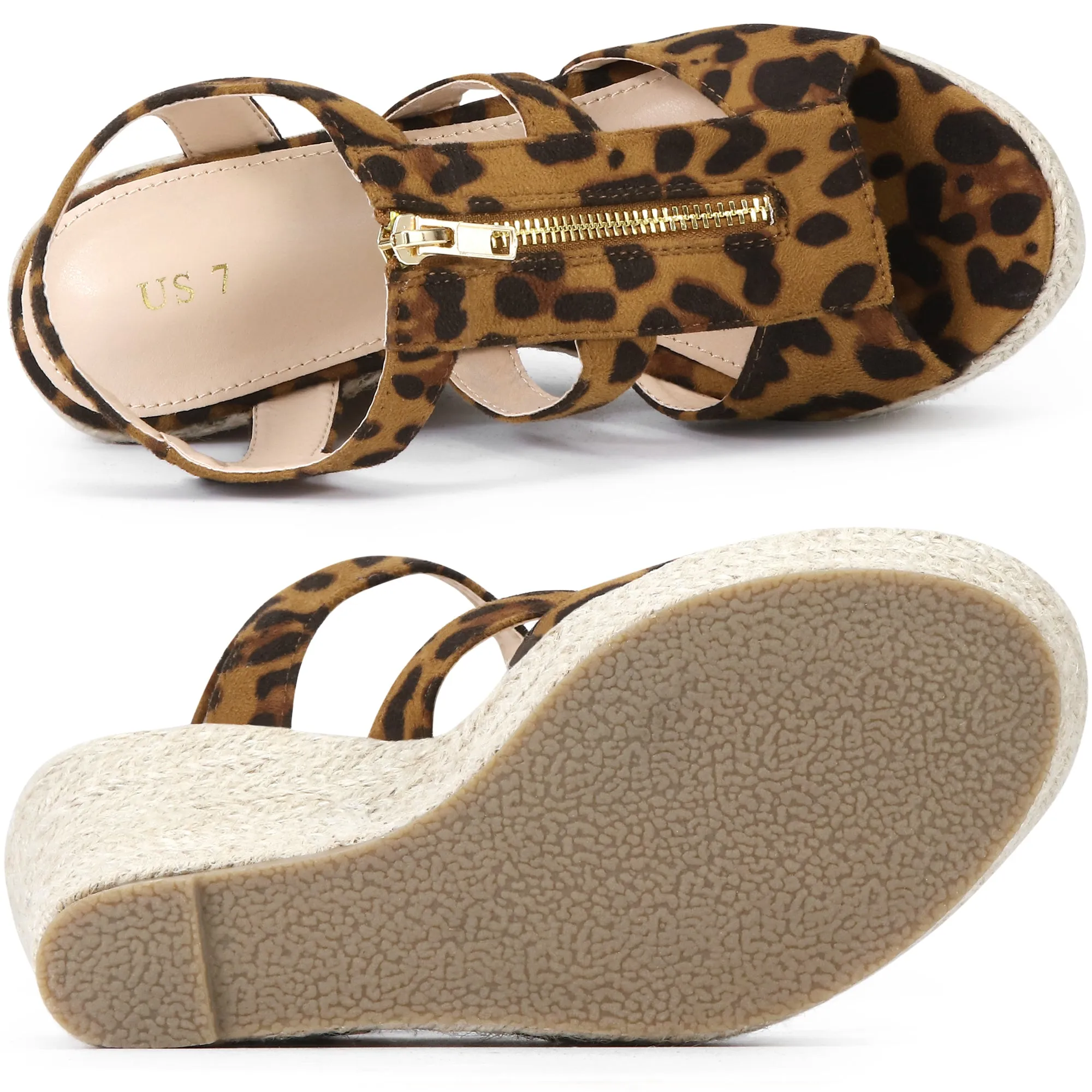 Women's Platform Heels Slingback Zipper Wedge Sandals