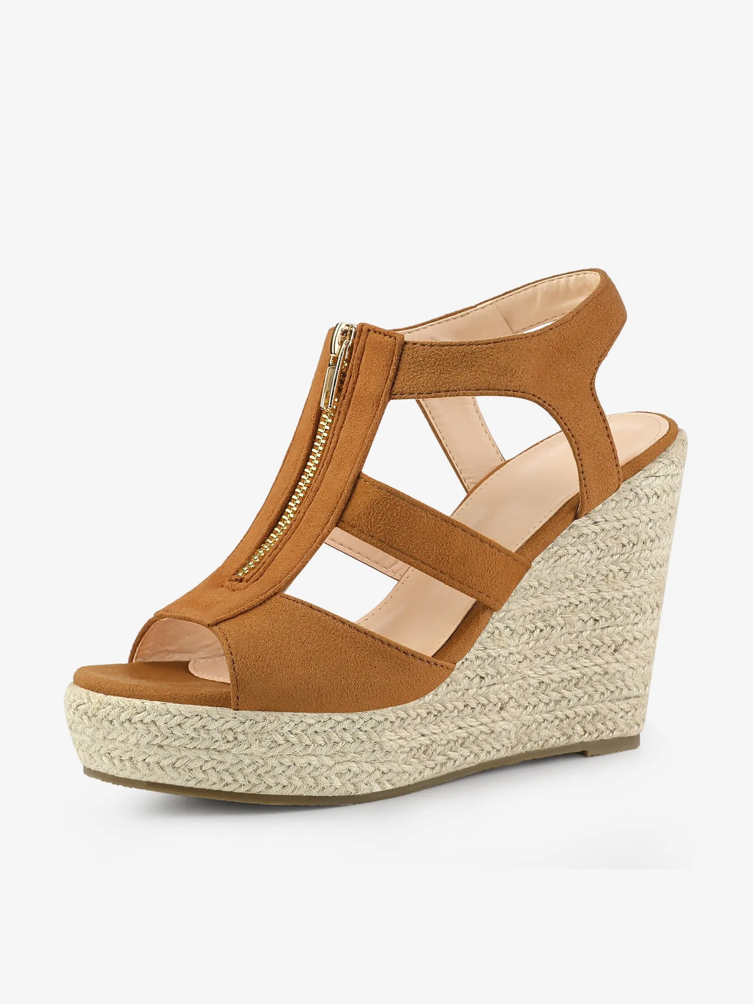 Women's Platform Heels Slingback Zipper Wedge Sandals