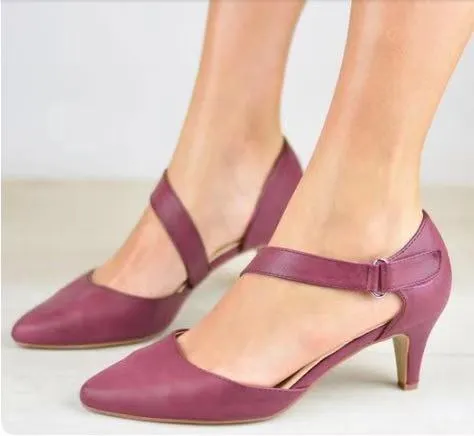 Women’s Pointed Toe Cross Strap Shoes with Short Stiletto Heel in 5 Colors