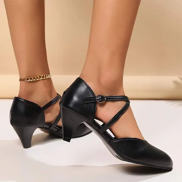 Women's Pointed Toe Stiletto D'Orsay Buckle Sandals 24384601C