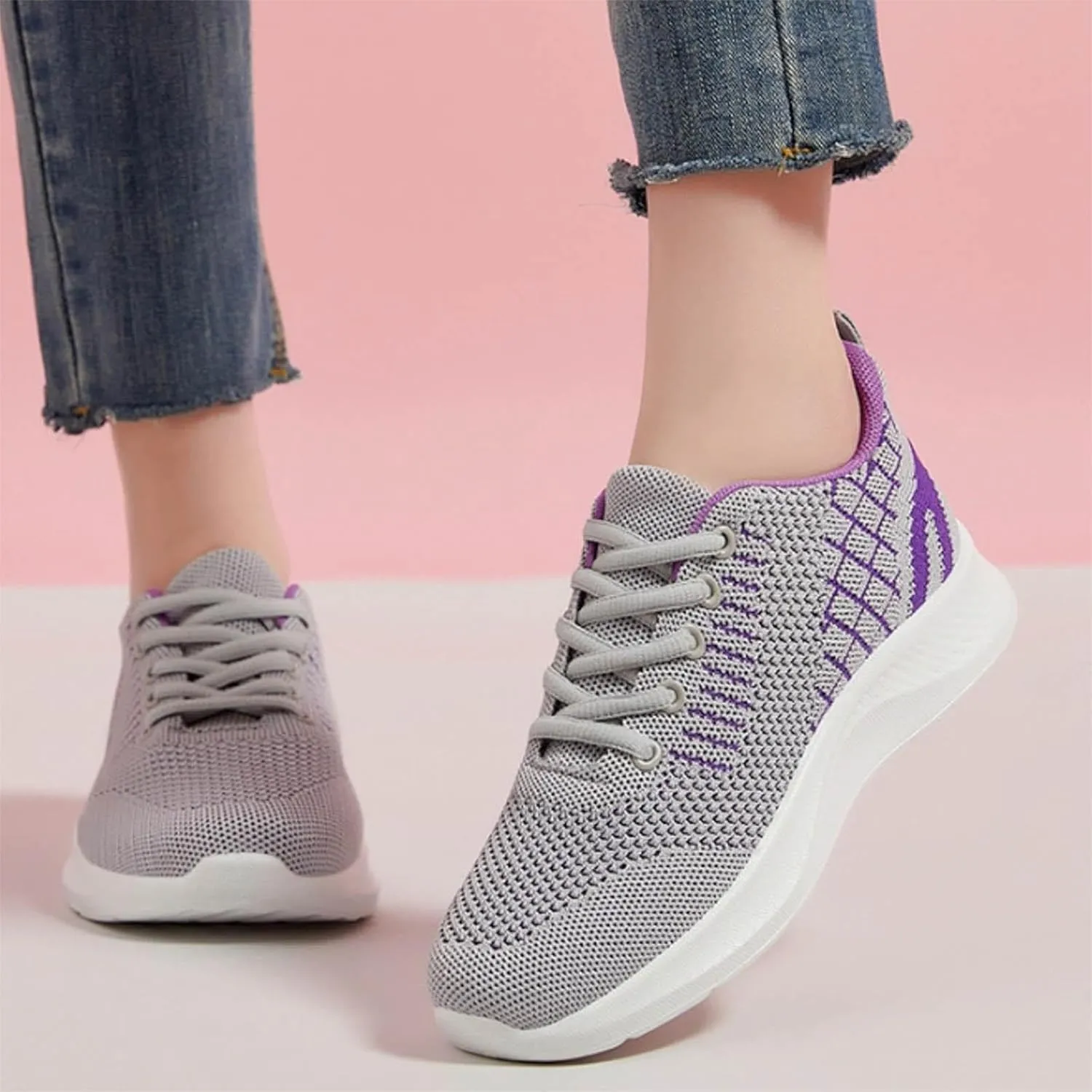 Womens Running Shoes Lightweight Walking Shoes Women's Breathable Soft Soled Comfortable Sneaker Booties for Women Flat