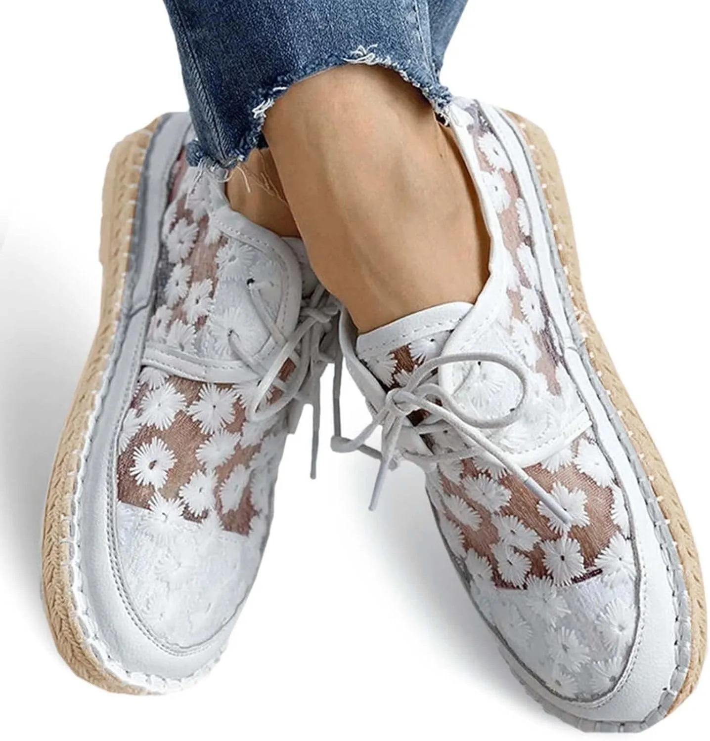 Womens Running Shoes White Leather Sneakers for Women Womens Slip on Lightweight Casual Tennis Sneakers