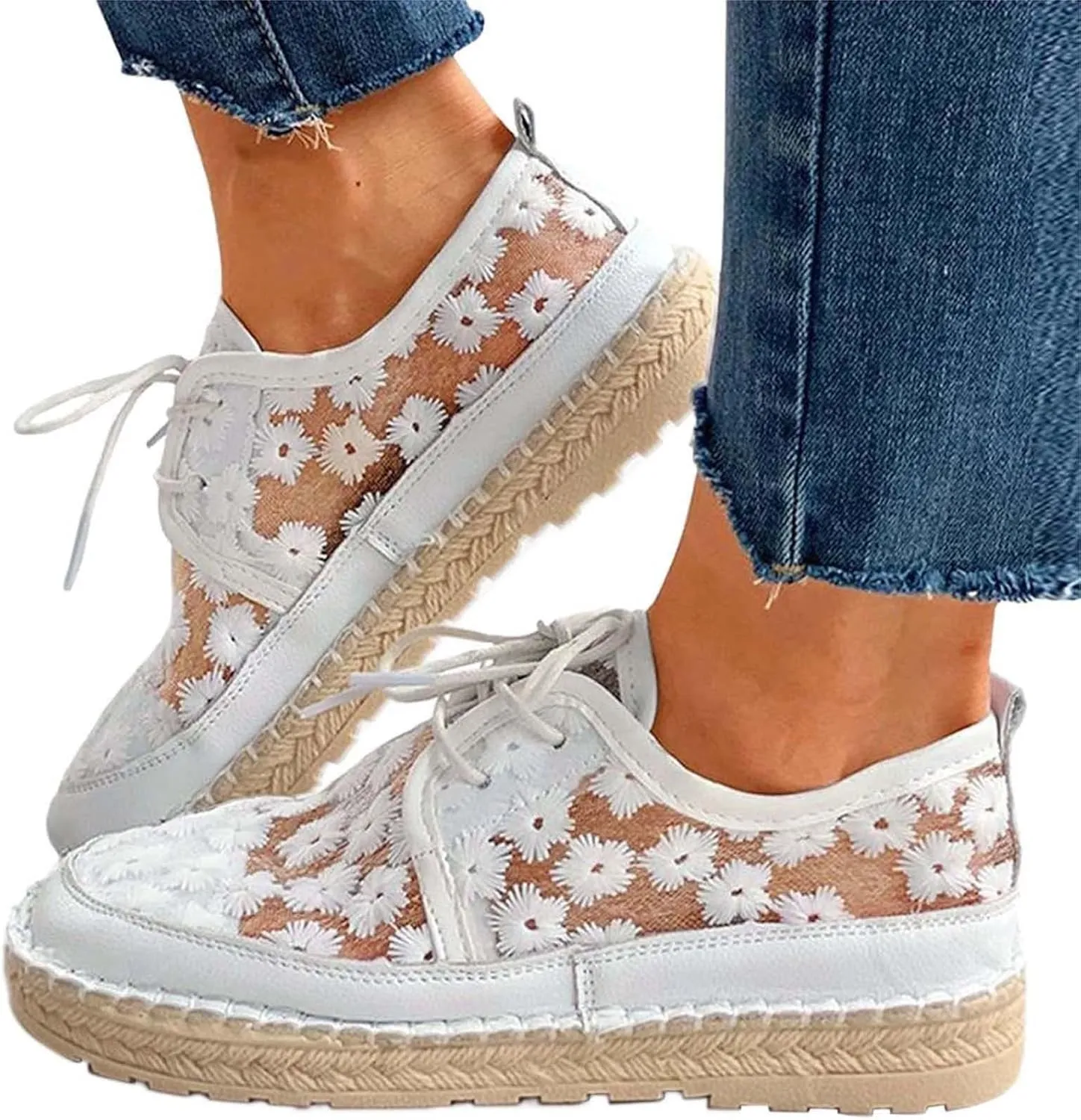 Womens Running Shoes White Leather Sneakers for Women Womens Slip on Lightweight Casual Tennis Sneakers