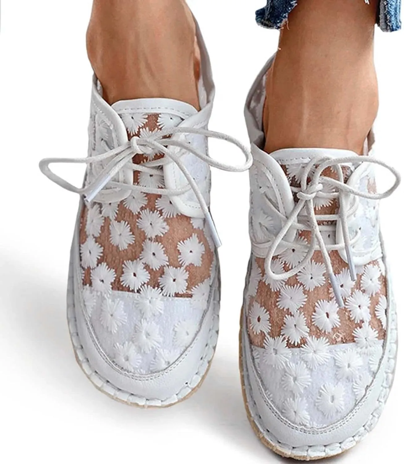 Womens Running Shoes White Leather Sneakers for Women Womens Slip on Lightweight Casual Tennis Sneakers