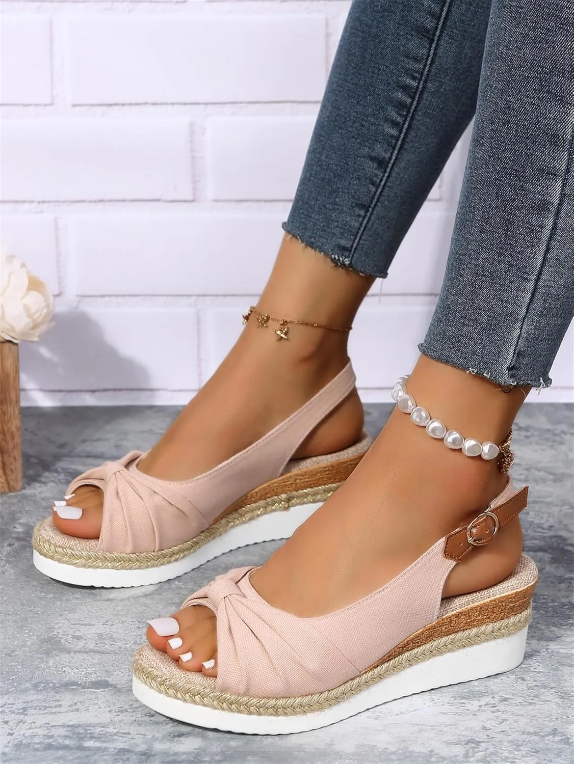 Women's Sandals 2025 Orthopedic Open Toe Sandals with Arch Support Wedge Heel Adjustable Ankle Strap, Breathable Platform Sole for All-Day Comfort Summer Beach Casual Walking Dressy Occasions 2025