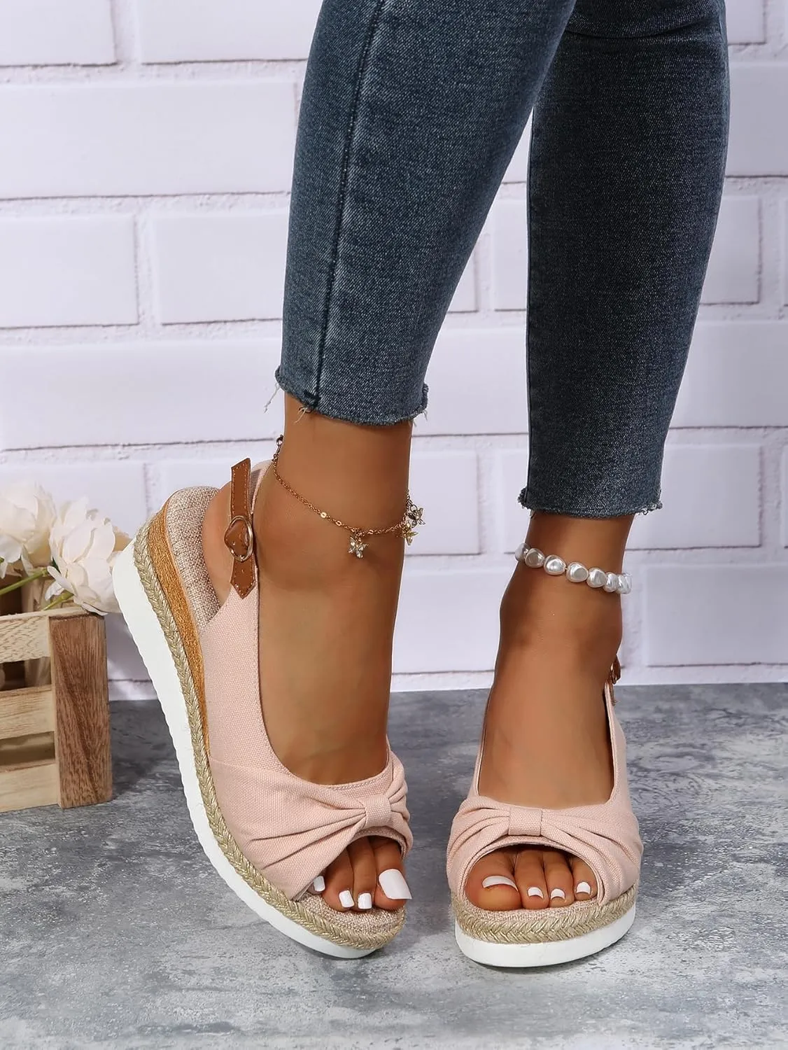 Women's Sandals 2025 Orthopedic Open Toe Sandals with Arch Support Wedge Heel Adjustable Ankle Strap, Breathable Platform Sole for All-Day Comfort Summer Beach Casual Walking Dressy Occasions 2025