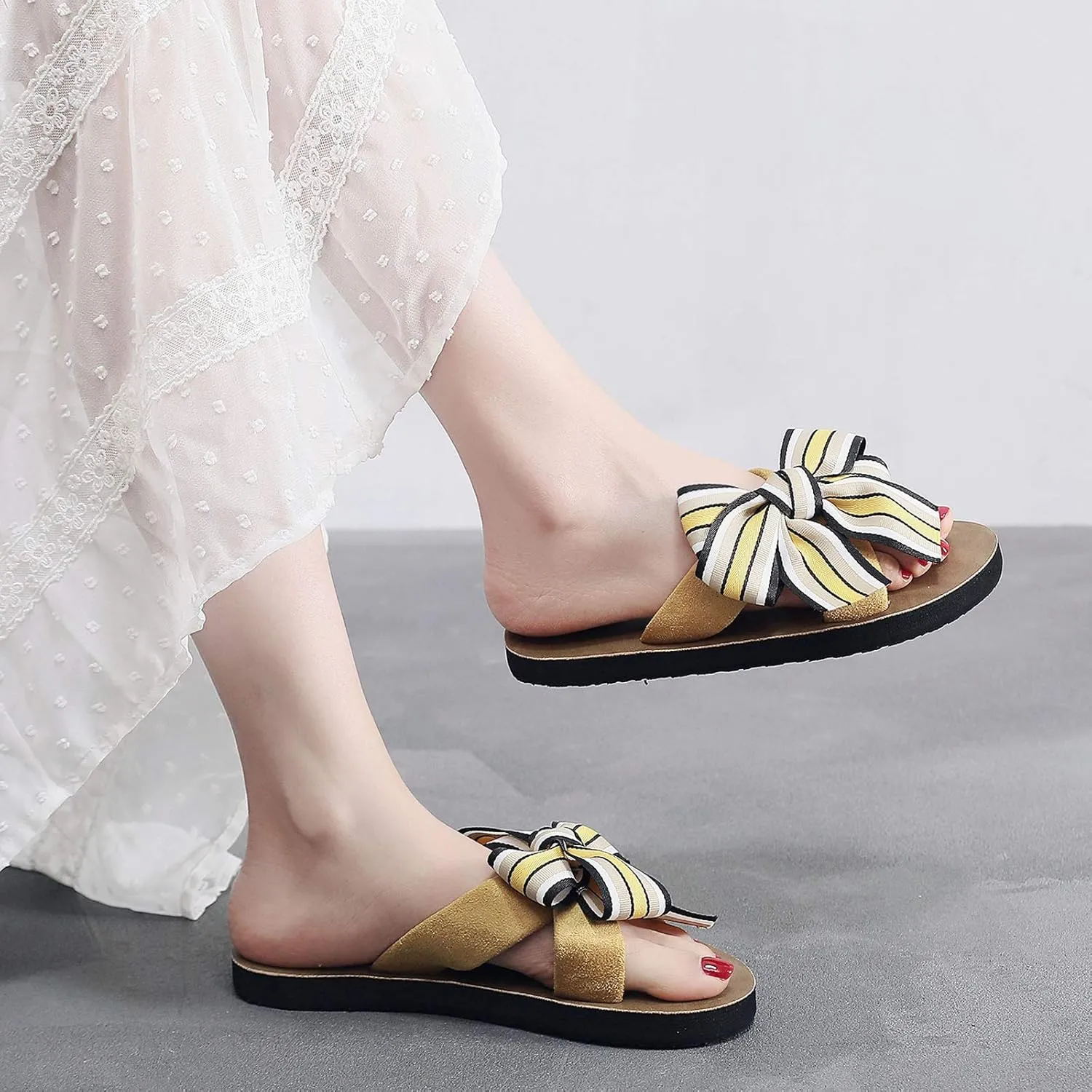 Women's Sandals Breathable Flip-Flops Shoes Bowknot Sandals Women Flat Home Beach Slipper Women's slipper