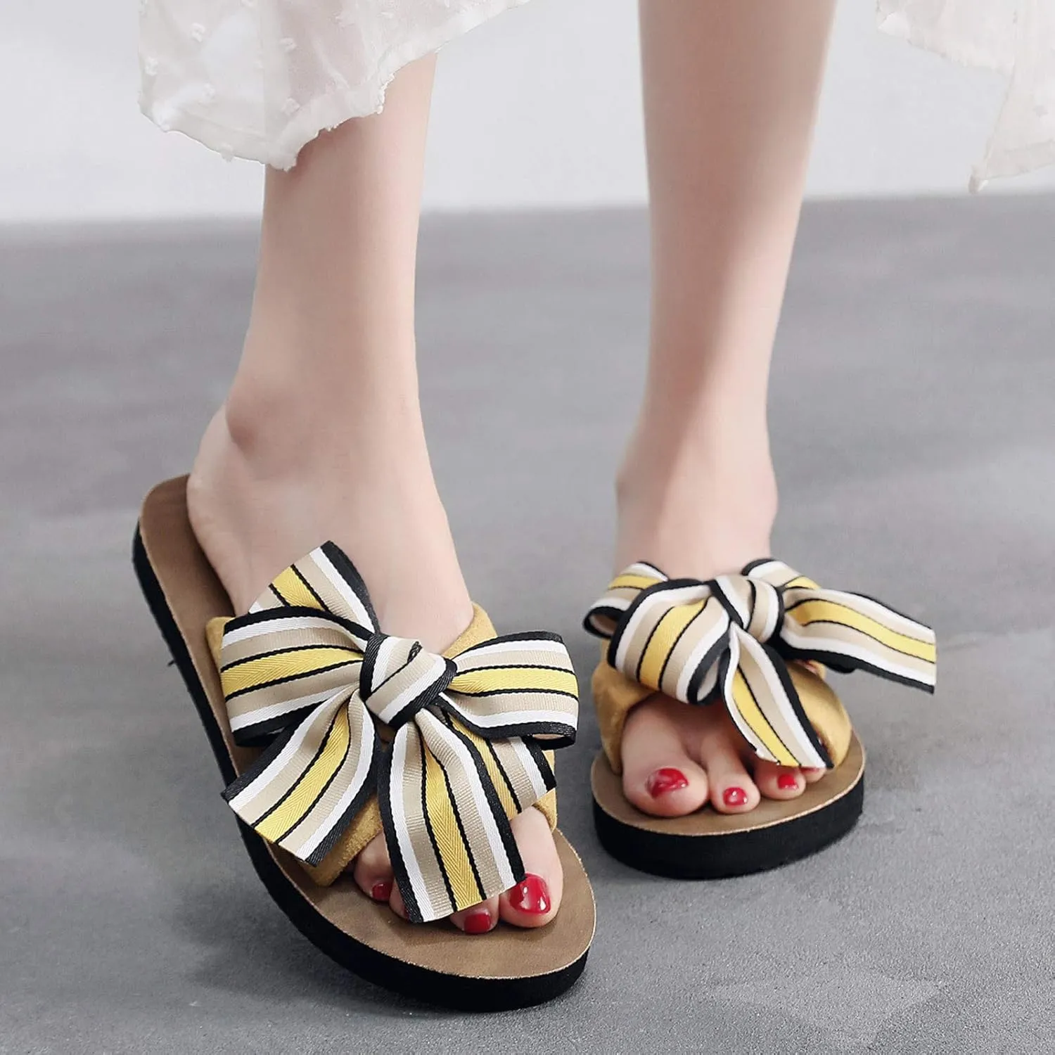 Women's Sandals Breathable Flip-Flops Shoes Bowknot Sandals Women Flat Home Beach Slipper Women's slipper