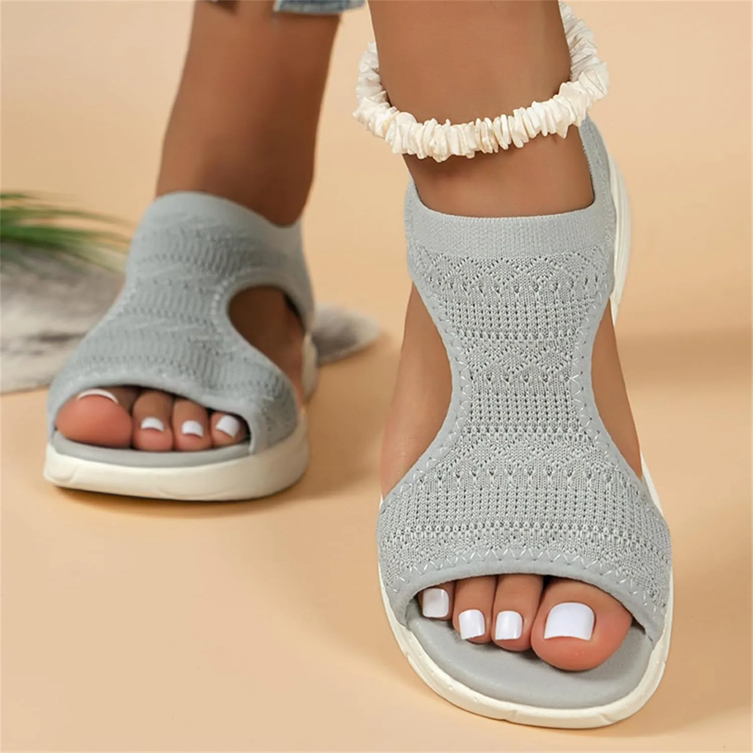 Womens Sandals Comfortable Dressy Arch Support Orthopedic Wedge Heel Slip On Open Toe Casual Summer Orthotic Shoes