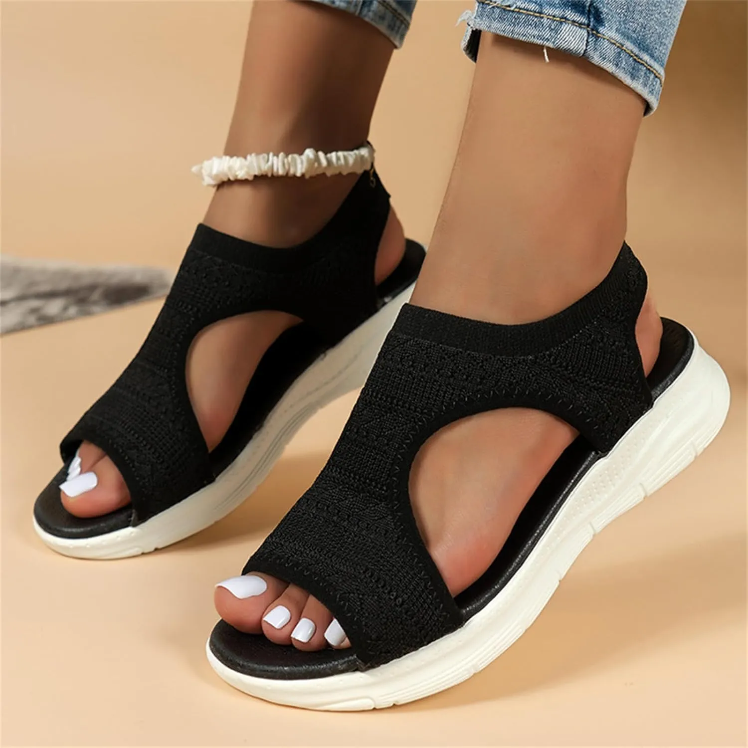 Womens Sandals Comfortable Dressy Arch Support Orthopedic Wedge Heel Slip On Open Toe Casual Summer Orthotic Shoes