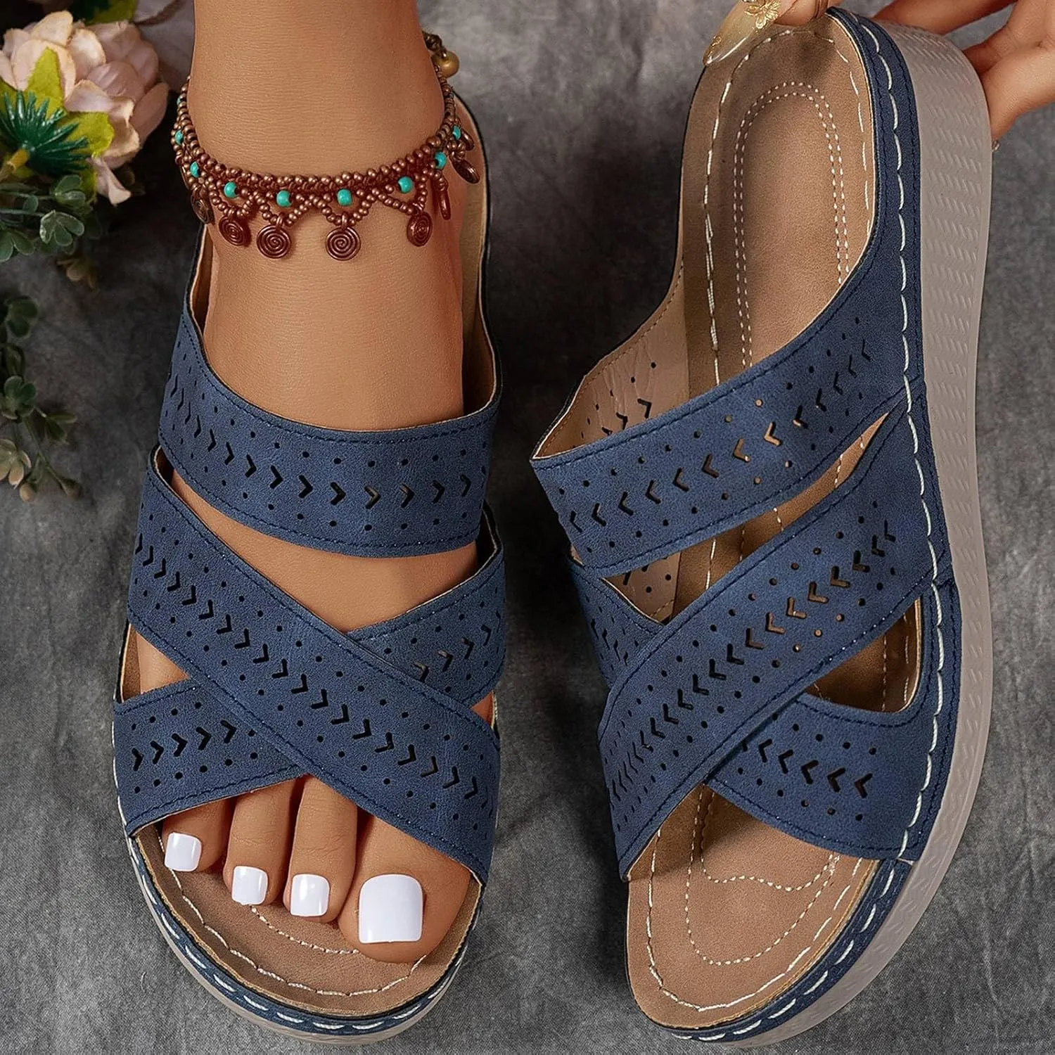 Womens Sandals Platform Fashion Wedges Slip On Flip Flops 2025 Casual Comfortable Open Toe Dressy Summer Shoes