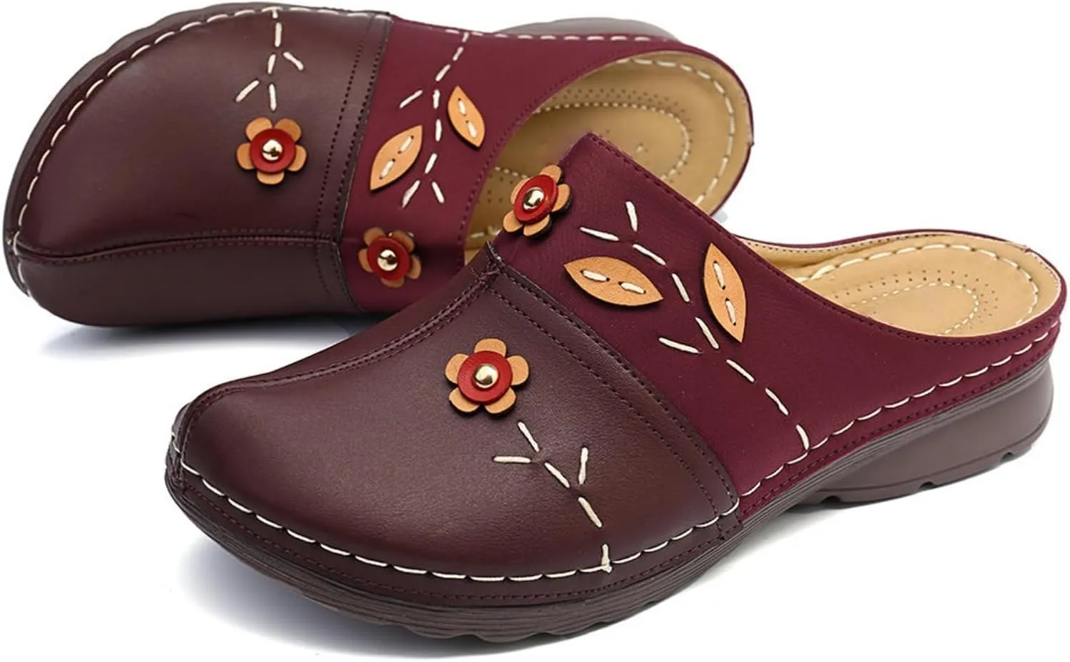 Womens Sandals Vintage Ethnic Style Floral Sandals Lightweight Shoes Summer Fashion Dressy Sandal Lambskin Sandal