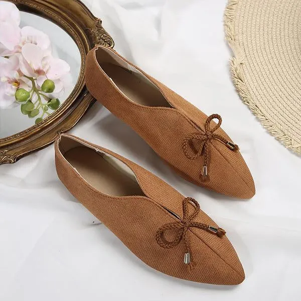 Women's Shallow Casual Bow Pointed Toe Flats 42054265S