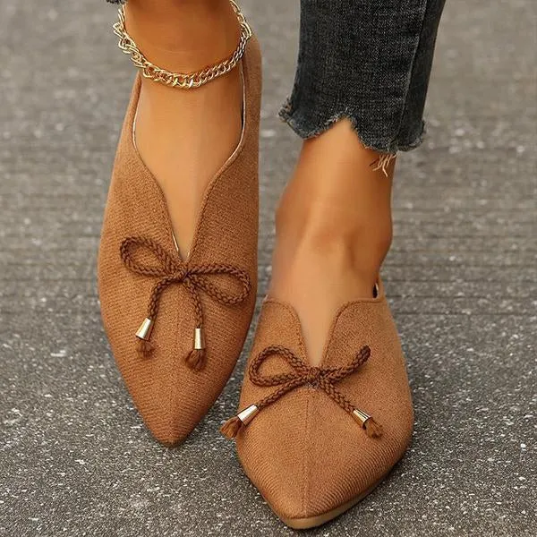 Women's Shallow Casual Bow Pointed Toe Flats 42054265S