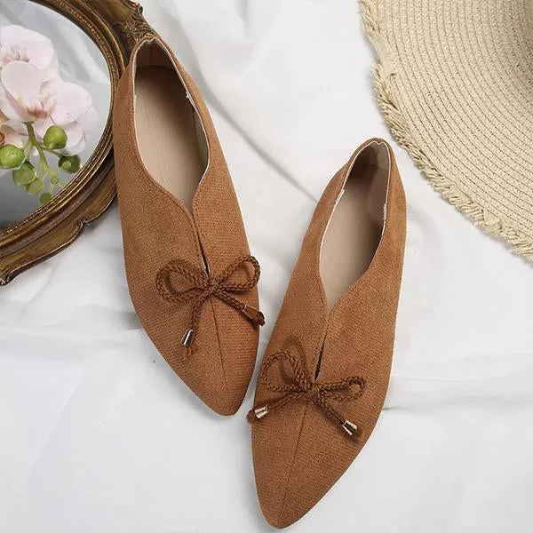 Women's Shallow Casual Bow Pointed Toe Flats 42054265S