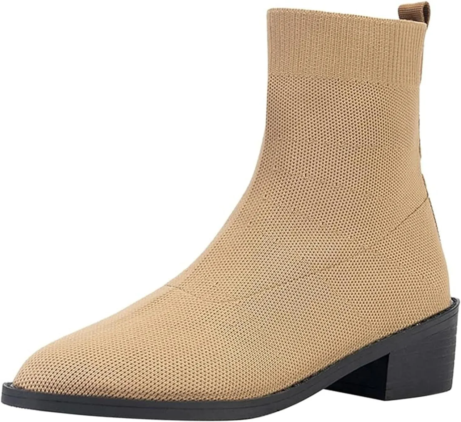 Womens Short Boots Women's Pointed Toe Sock Ankle Boots Stiletto Low Heels Booties Breathable Stretch Knit Shoes