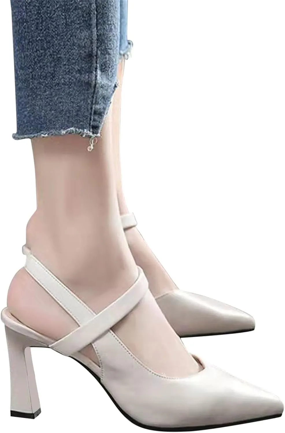 Womens Slingback Pointed Toe Stiletto Pumps Slip-on High Heels Wedding Office Lady Sandals Party Prom Dress Shoes