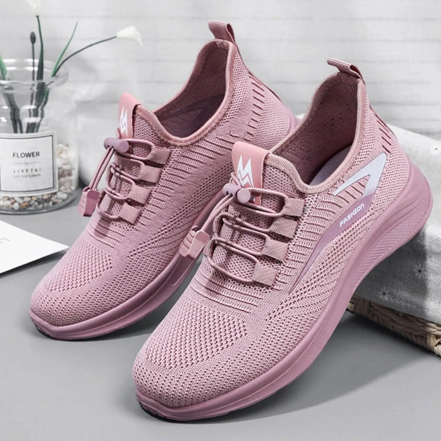 Womens Slip On Running Shoes Casual Non Slip Walking Shoes Lightweight Breathable Flat Workout Sneakers