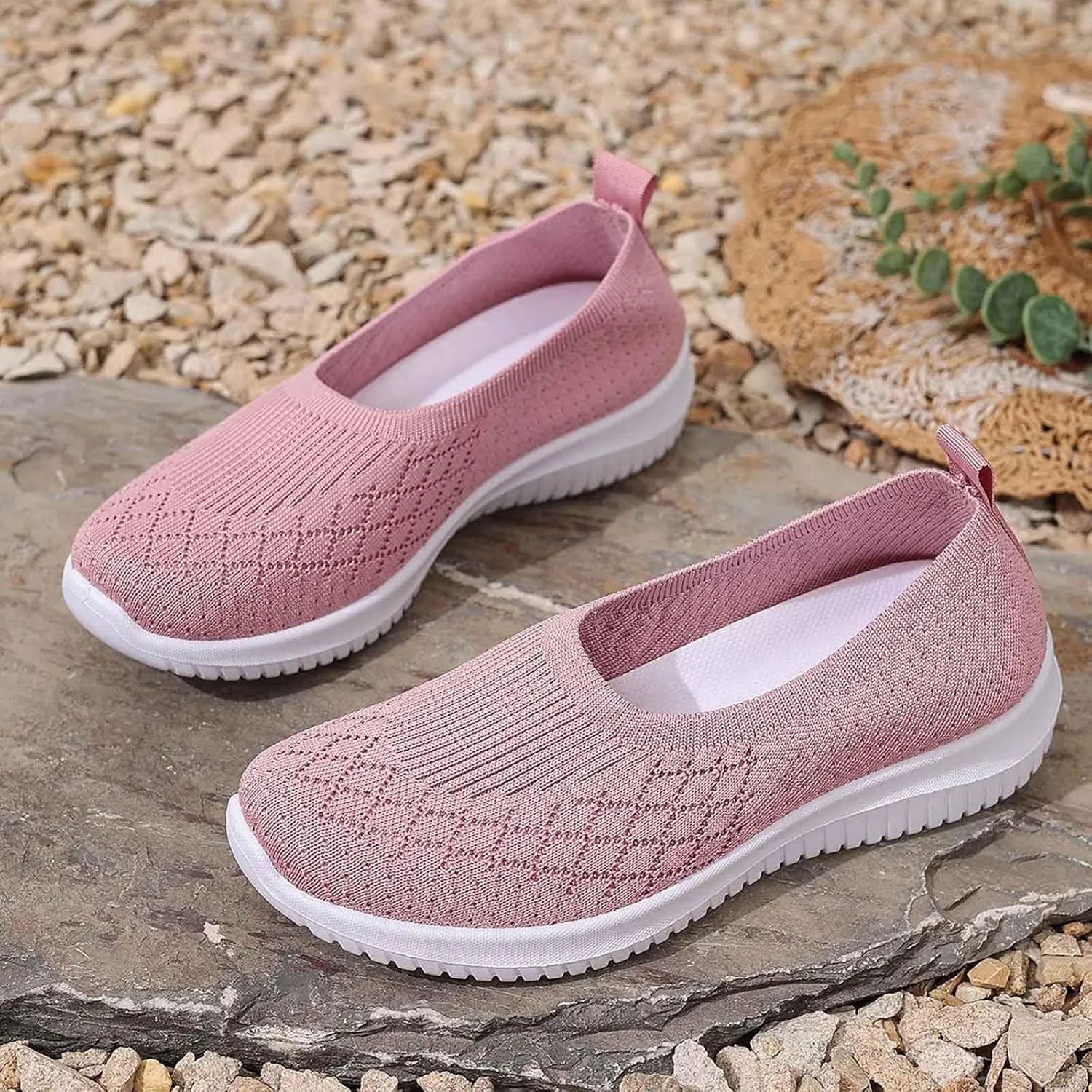 Women's Slip On Walking Shoes Lightweight Comfortable Breathable Mesh Orthotic Cushion Softsole Nursing Sneakers