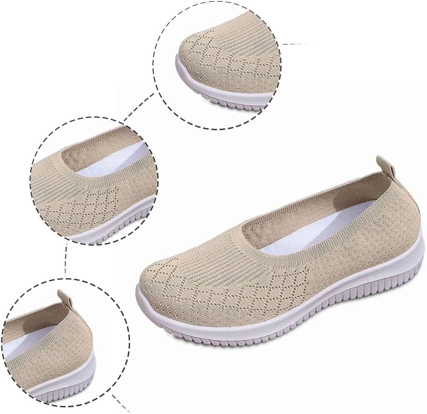 Women's Slip On Walking Shoes Lightweight Comfortable Breathable Mesh Orthotic Cushion Softsole Nursing Sneakers