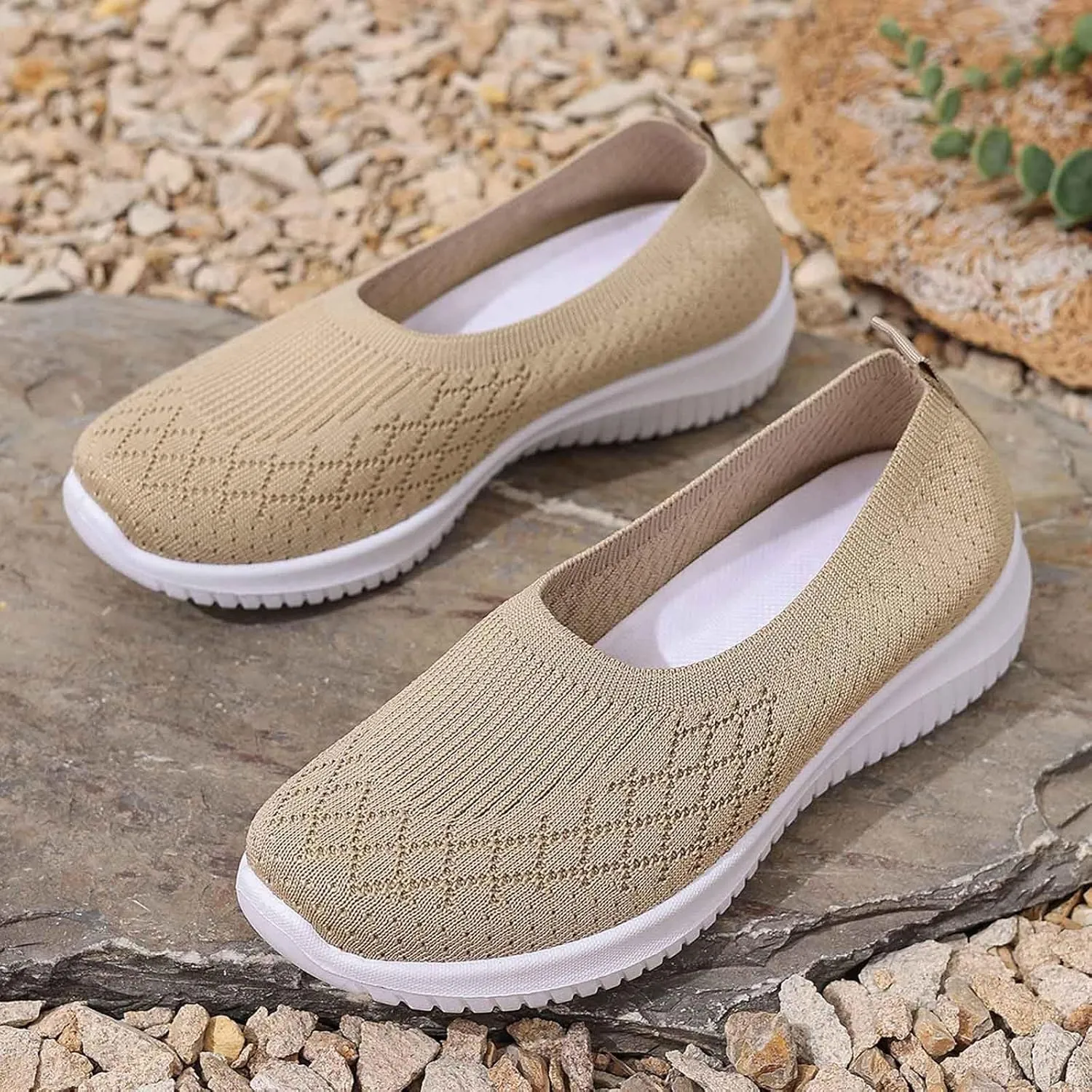 Women's Slip On Walking Shoes Lightweight Comfortable Breathable Mesh Orthotic Cushion Softsole Nursing Sneakers