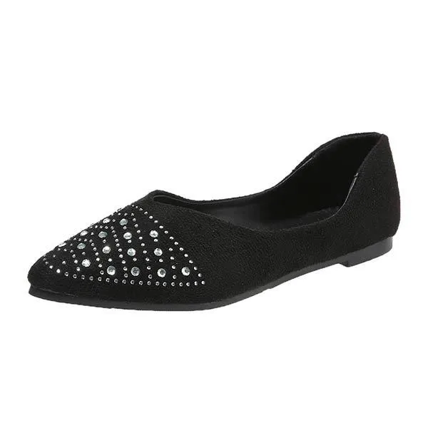 Women's Stylish Pointed-Toe Rhinestone Flat Shoes 14522411C