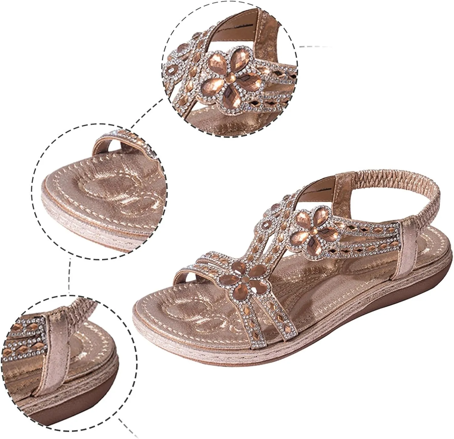 Women's Summer Fashion Casual Hollow Out Sandals Bohemian Women's Shoes Comfortable Flat Leather Flat Sandals for Women