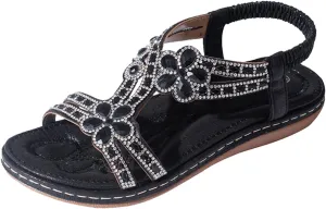 Women's Summer Fashion Casual Hollow Out Sandals Bohemian Women's Shoes Comfortable Flat Leather Flat Sandals for Women
