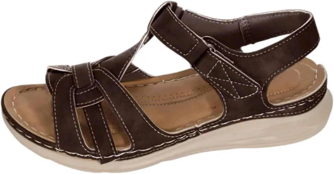 Womens Summer Sandals Casual Bohemia Gladiator Closed Toe Slip On Wedge Shoes Comfort Ankle Strap Platform Sandals