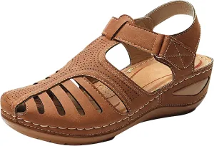 Womens Summer Sandals Casual Bohemia Gladiator Closed Toe Wedge Shoes Comfort Ankle Strap Slip On Platform Sandals
