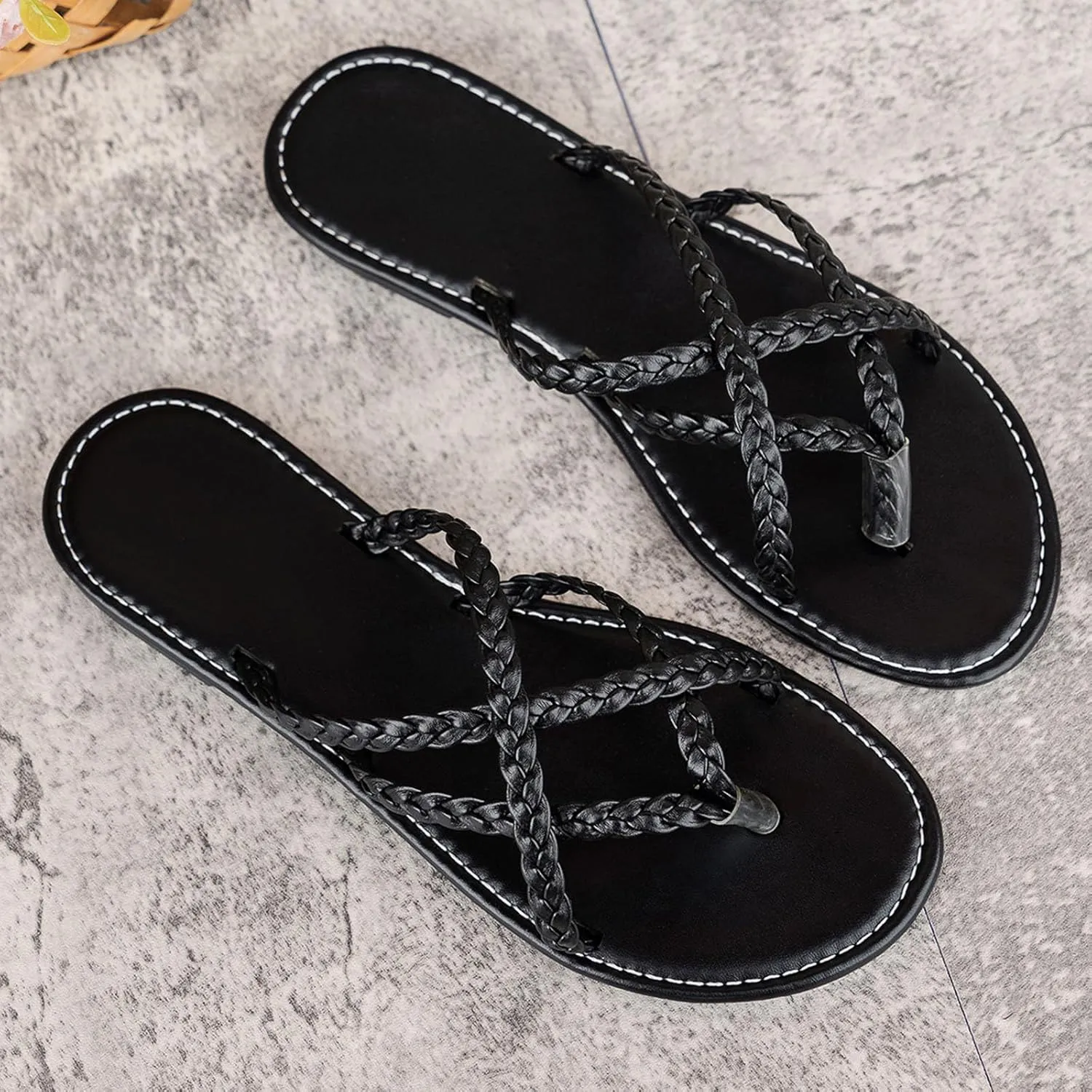 Women's Temperament Flat Sandals Low Heel Flat Bottom Sandals Solid Breathable Wedge Sandals for Women for Wedding