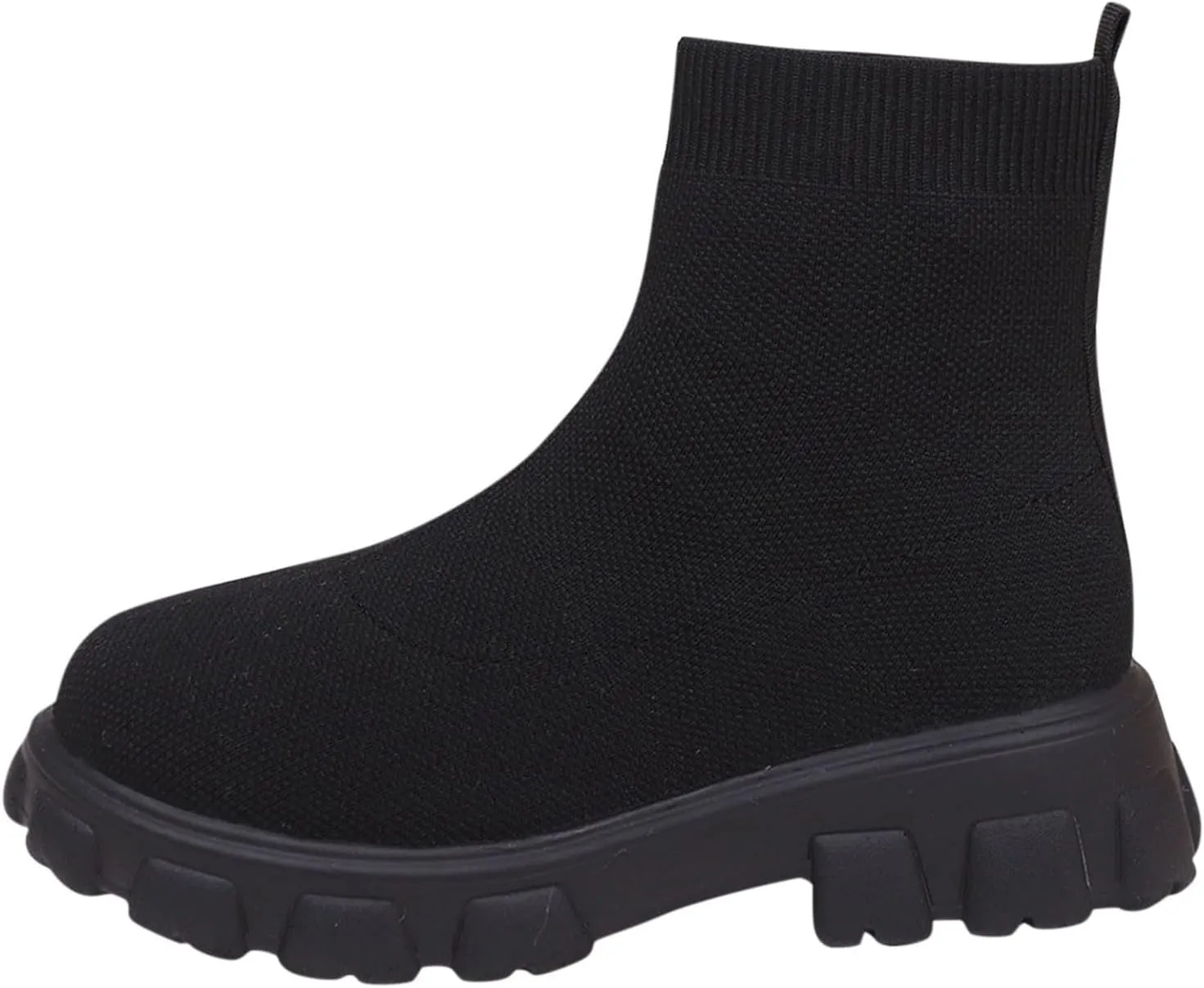 Women's Thick Bottom Boots Ankle Boots Thick Soles Round Toe Non Slip Solid Color Fly Woven Mesh Knit Flat