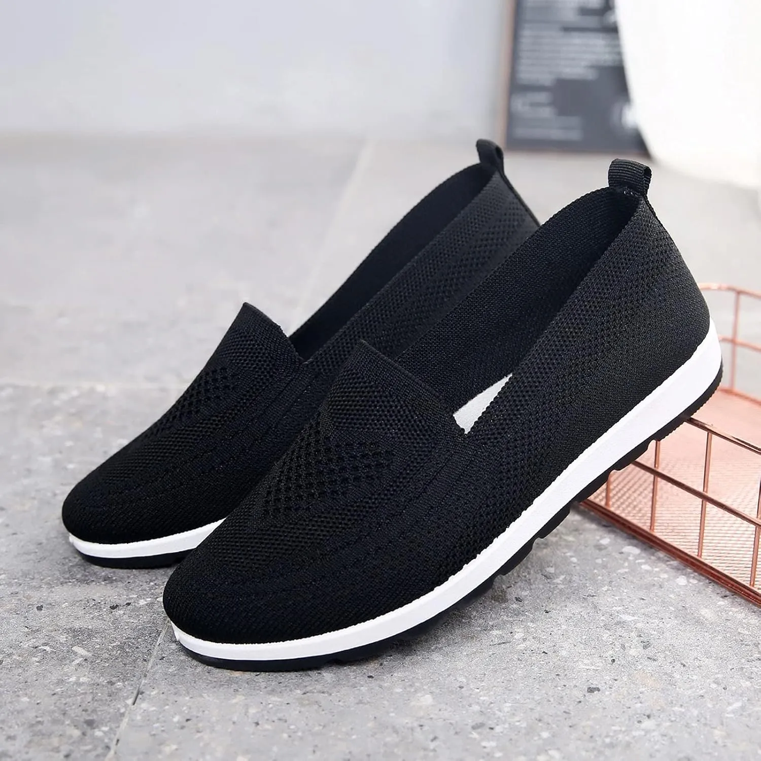 Womens Walking Shoes Slip On Lightweight Sneakers Comfortable Breathable No Slip Tennis Running Workout Shoes
