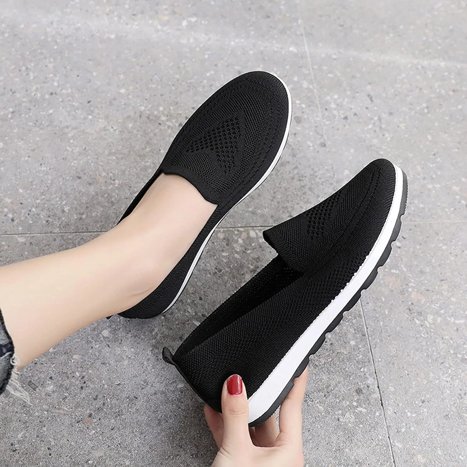 Womens Walking Shoes Slip On Lightweight Sneakers Comfortable Breathable No Slip Tennis Running Workout Shoes