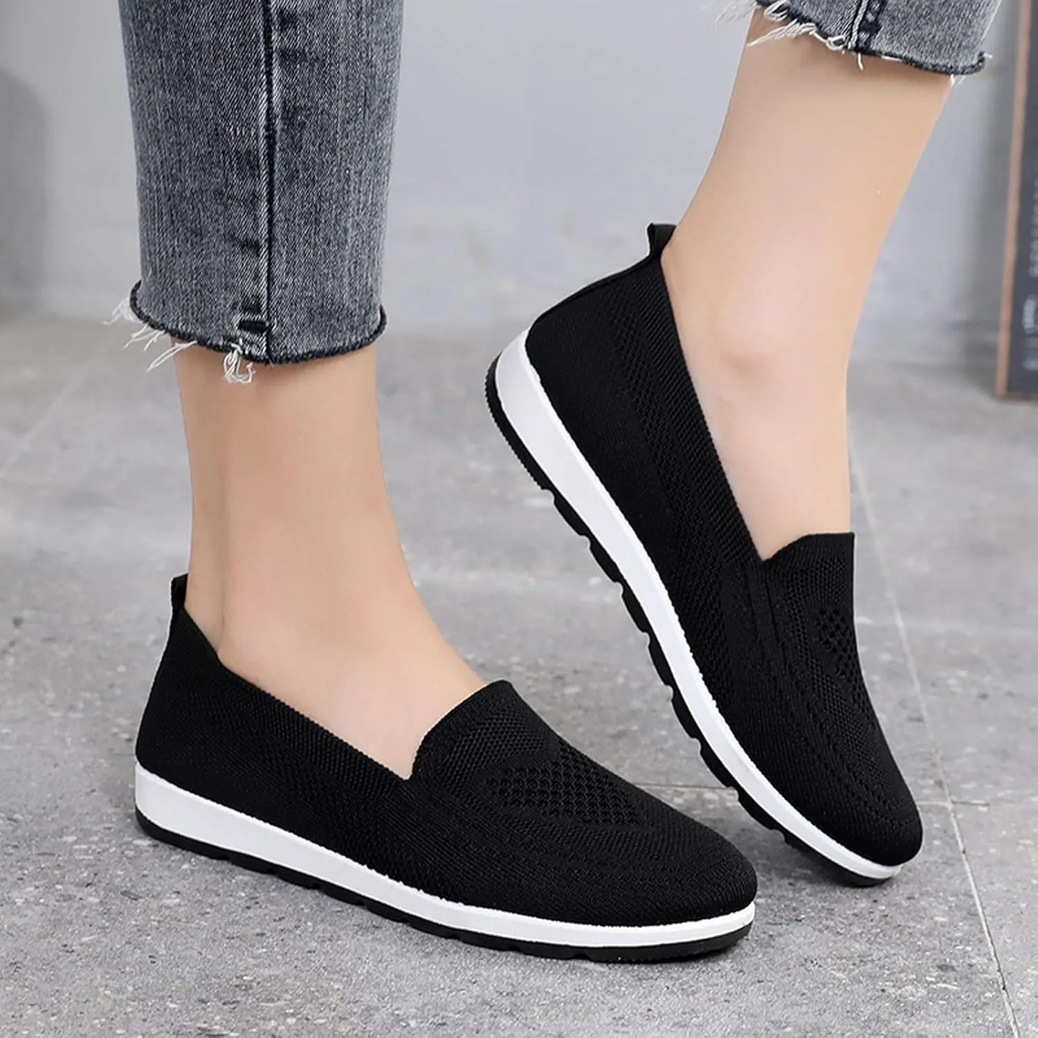 Womens Walking Shoes Slip On Lightweight Sneakers Comfortable Breathable No Slip Tennis Running Workout Shoes