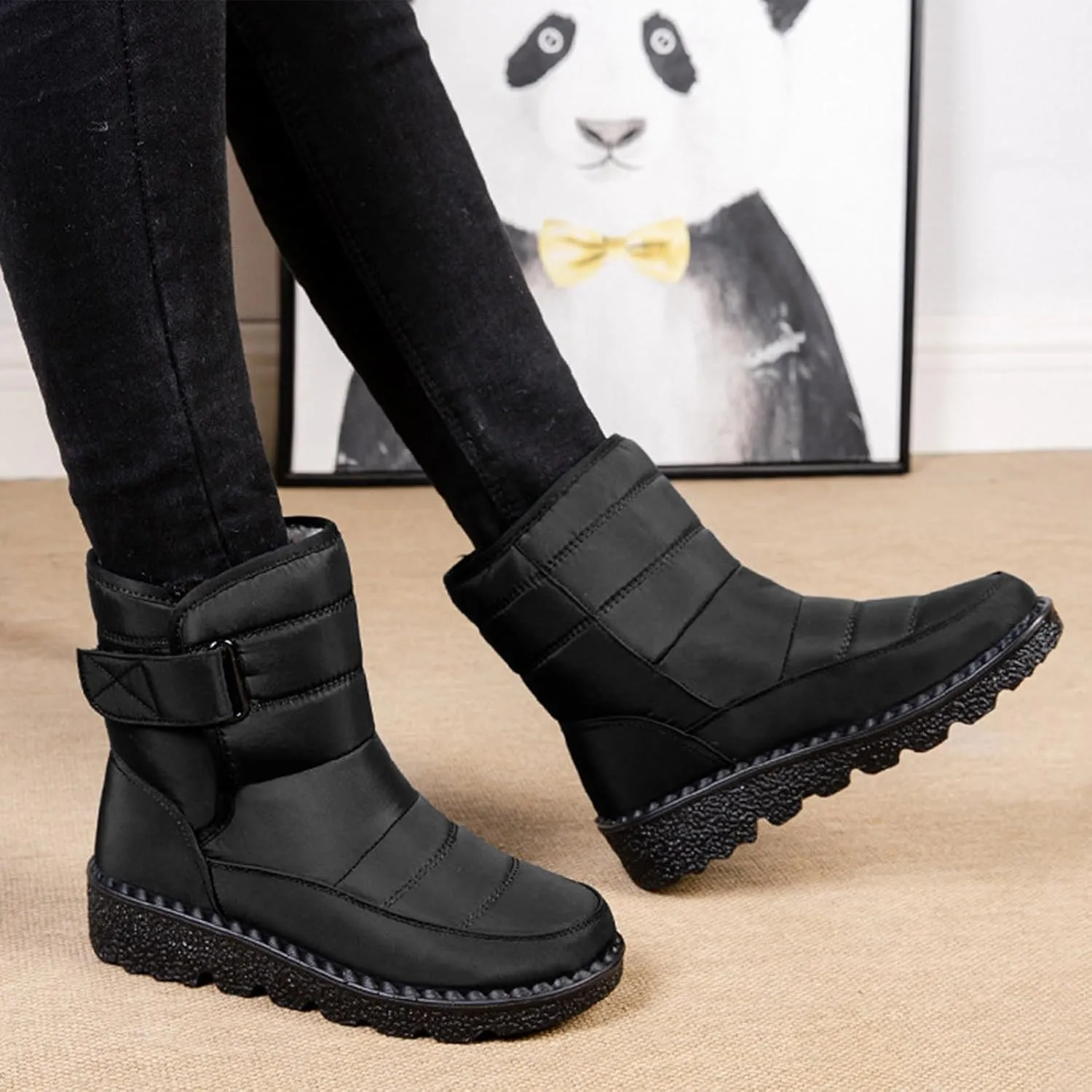 Womens Warm Boots Women's Winter Snow Boots Warm Comfortable Hiking Boots for Cold Weather Mid Calf Flat Booties