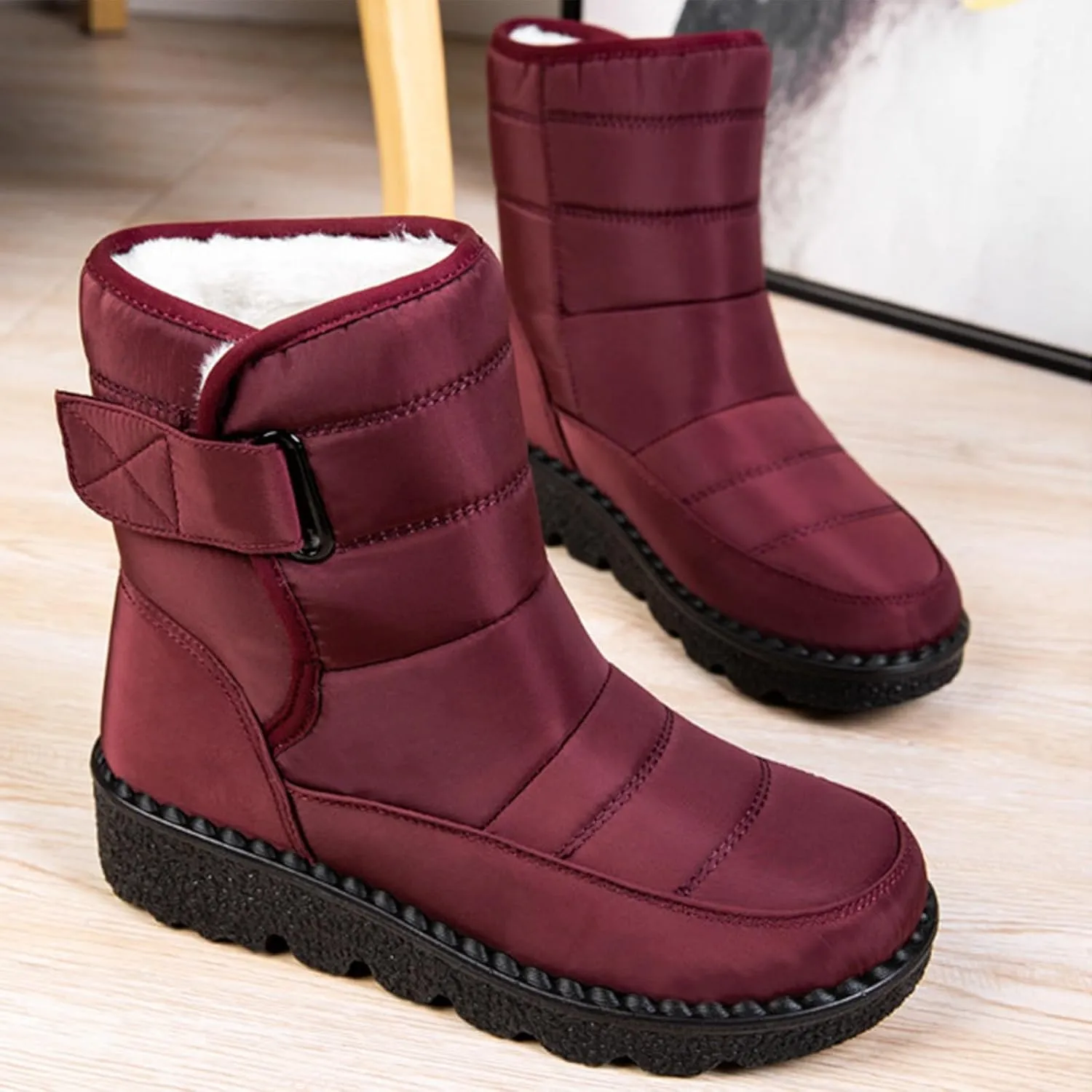 Womens Warm Boots Women's Winter Snow Boots Warm Comfortable Hiking Boots for Cold Weather Mid Calf Flat Booties
