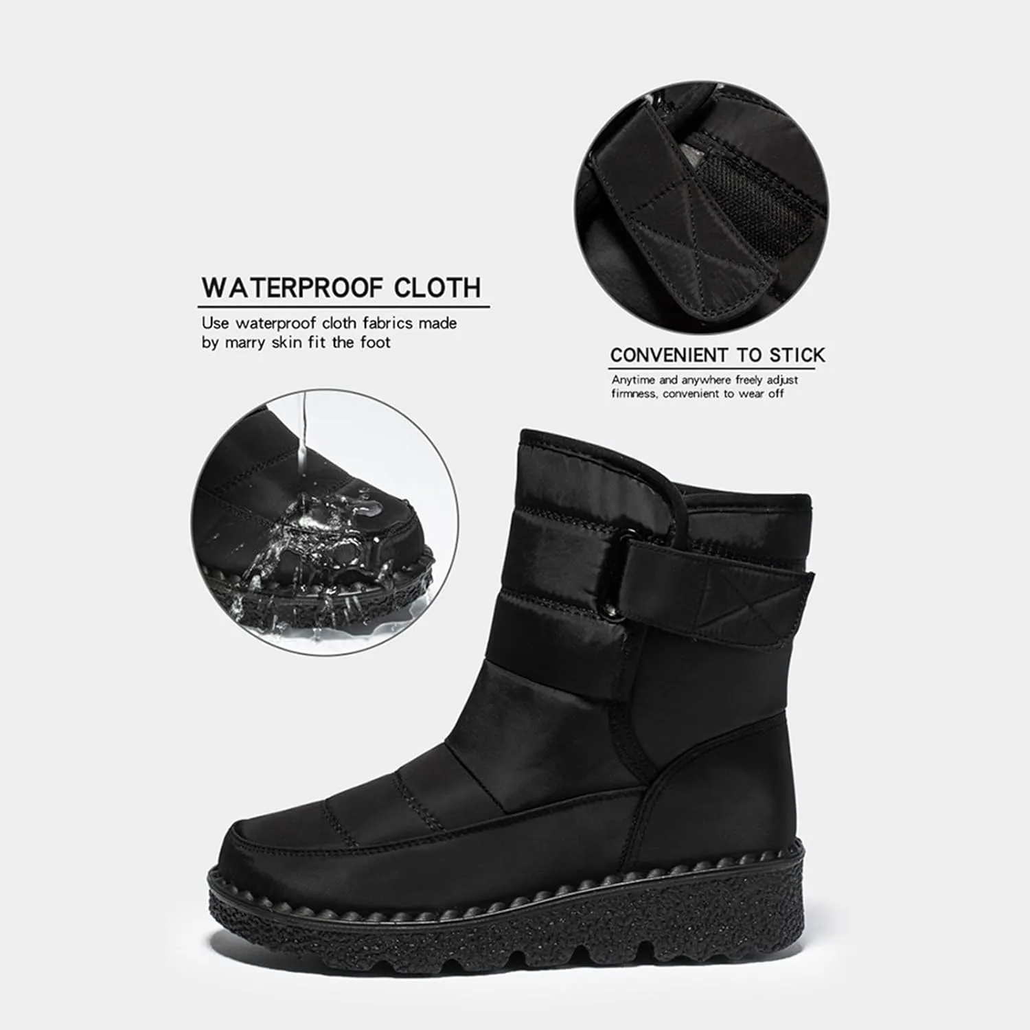 Womens Warm Boots Women's Winter Snow Boots Warm Comfortable Hiking Boots for Cold Weather Mid Calf Flat Booties