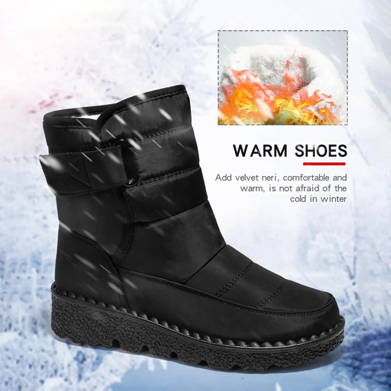 Womens Warm Boots Women's Winter Snow Boots Warm Comfortable Hiking Boots for Cold Weather Mid Calf Flat Booties