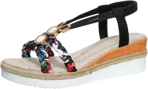 Women's Wedge Sandals Boho Ankle Strap Open Toe Comfort Dressy Summer Shoes Flatform Espadrilles
