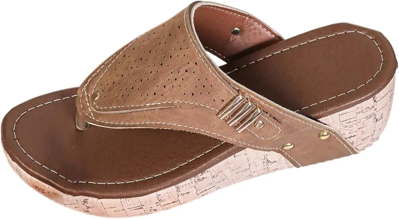Womens Wedge Sandals Flip Flops Arch Support Orthotic Thong Sandal Comfort Cork Platform Summer Casual Beach Slides