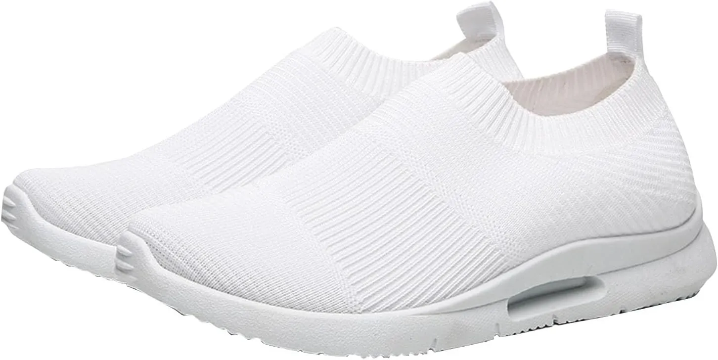 Womens White Platform Sneakers High Top Platform Shoes Fashion Canvas Womens Slip On Tennis Shoes Women Work Loafers White Slip On Sneakers