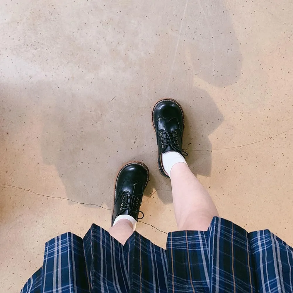 Women's Wingtip Brogue Oxfords JK Uniform Dress Leather Shoes