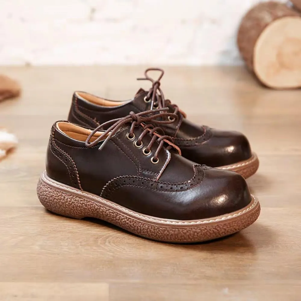 Women's Wingtip Brogue Oxfords JK Uniform Dress Leather Shoes