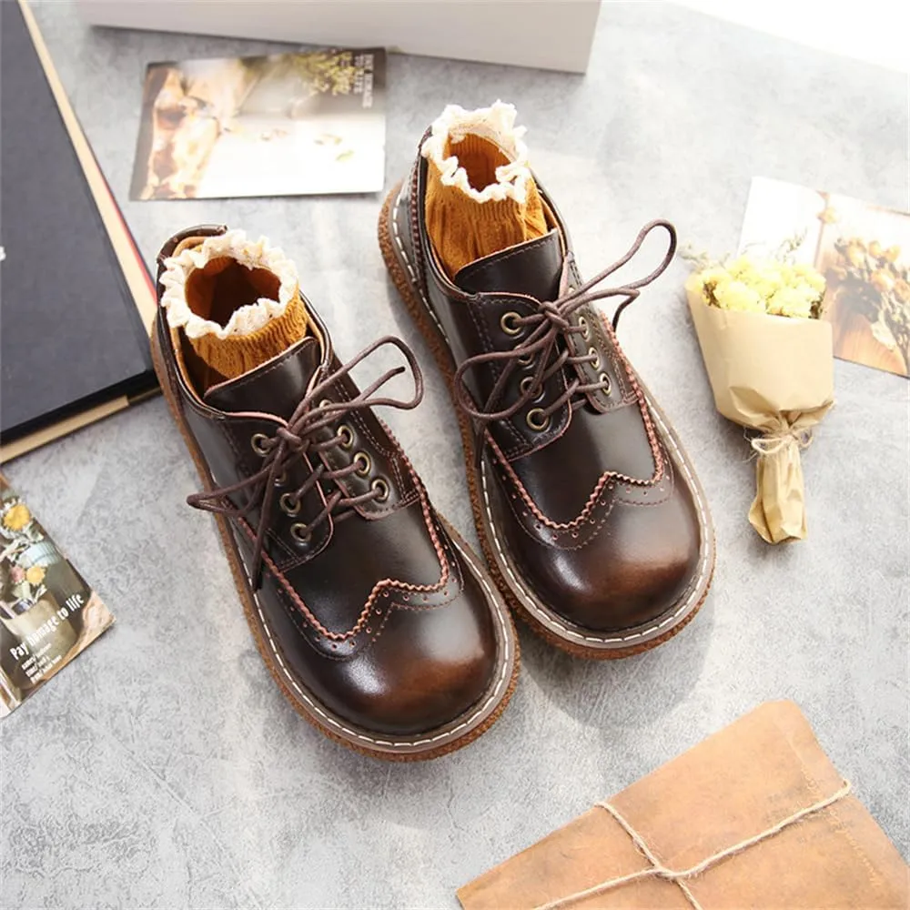 Women's Wingtip Brogue Oxfords JK Uniform Dress Leather Shoes